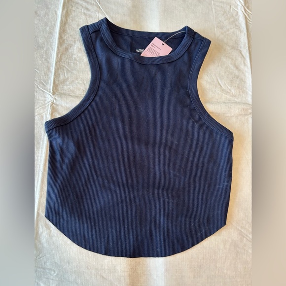 wild fable Ribbed Navy Cropped High-Neck Tank - Picture 1 of 4
